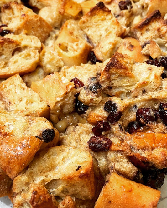 Cranberry & Chocolate Chip Bread Pudding W/ Creme Anglaise Sauce